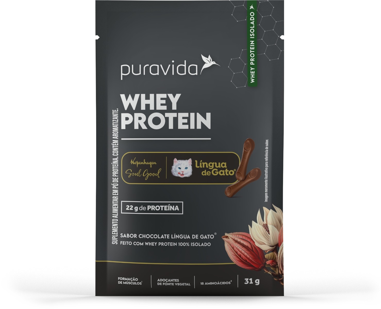 Whey Protein Isolado Língua De Gato - Kopenhagen sachê Whey Protein Isolado Língua De Gato - Kopenhagen sachê