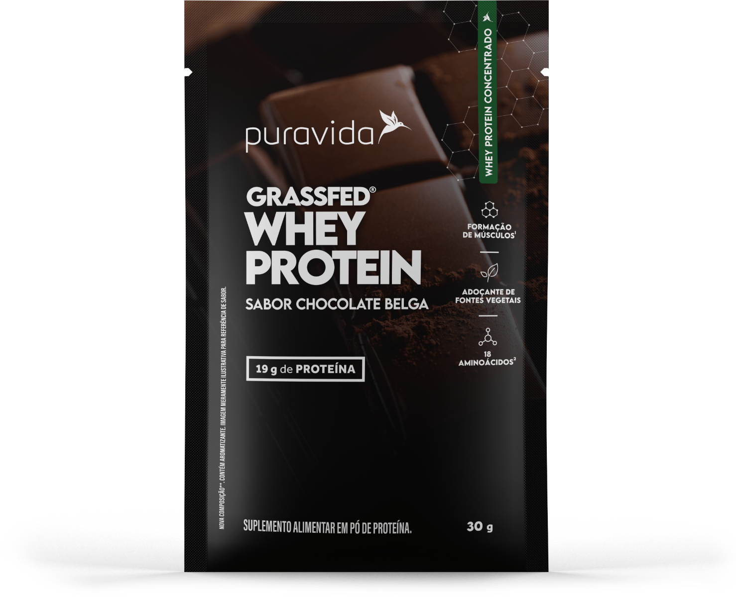 Whey Protein Grassfed Chocolate Belga SACHÊ Whey Protein Grassfed Chocolate Belga SACHÊ